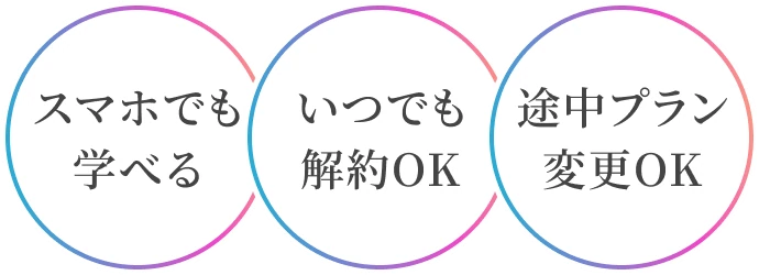 スマホでも学べる いつでも解約OK 途中プラン変更OK